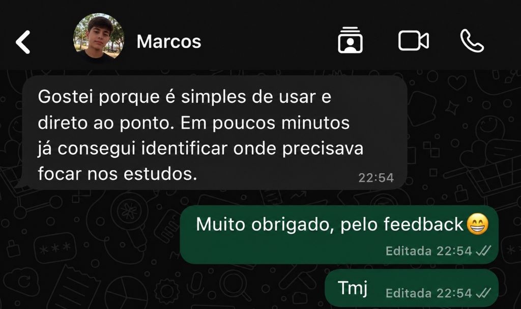 Print de conversa com depoimento do estudante Marcos sobre o Raio-X ENEM